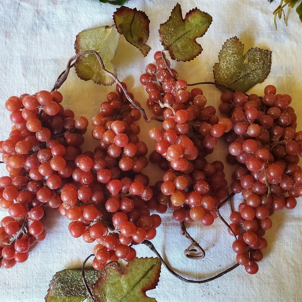 4 Bunches Vintage Frosted Rubber Grapes Faux 6" Lot Cluster Hang Or Bowl Filler